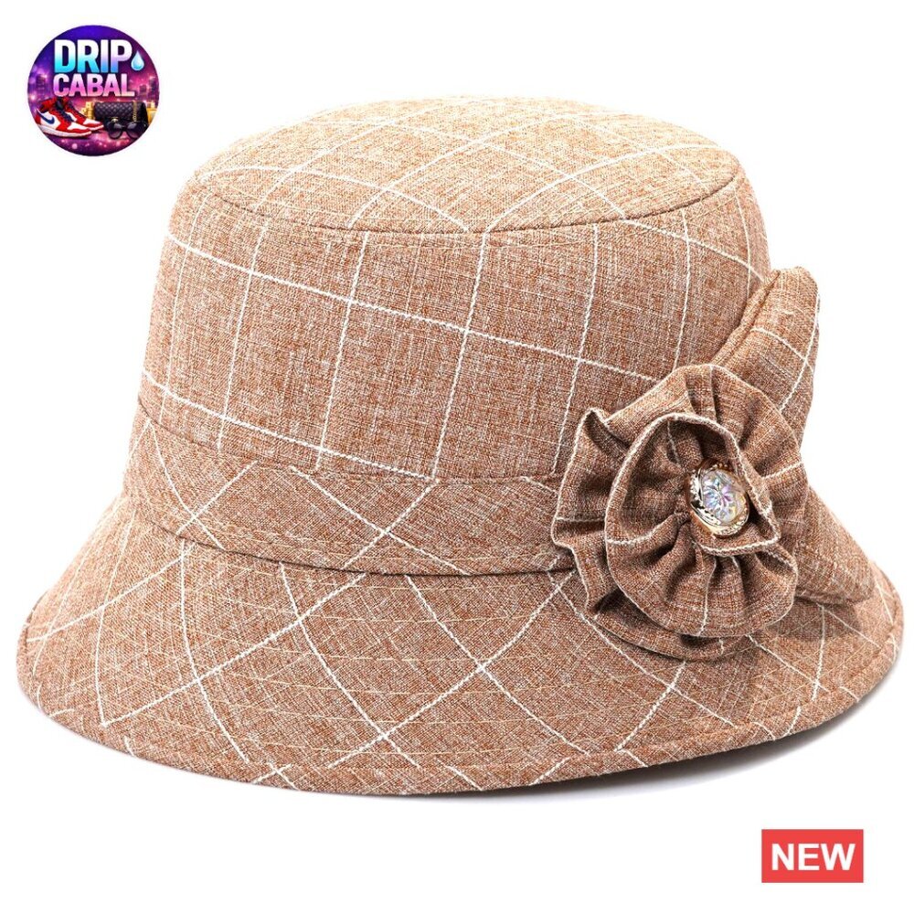 Cotton Linen Foldable Cloche Bowler Hat Wide Brim Fedora